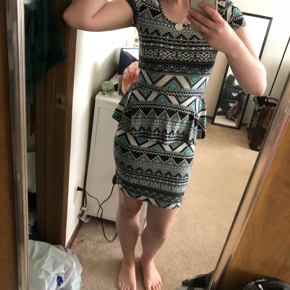 Aztec Peplum Dress